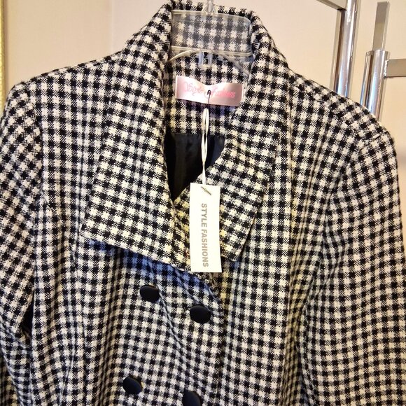 NEW Women’s Black White Double-Breasted Lined Trench Coat Winter Outerwear 18 XL - Picture 9 of 10